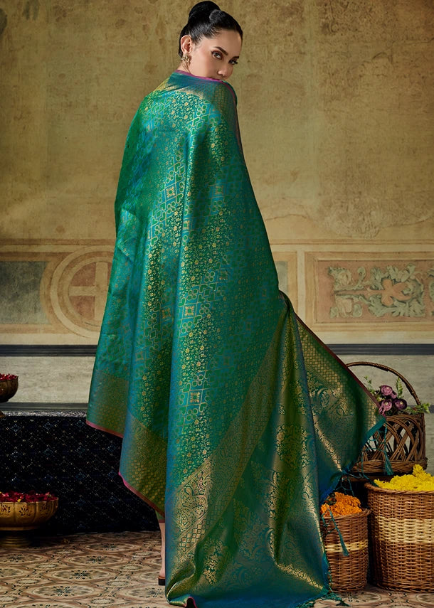 Handloom Silk Green Kanjivaram Saree