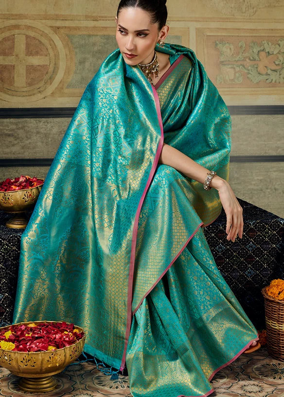 Blue Kanjivaram Silk Bridal Saree