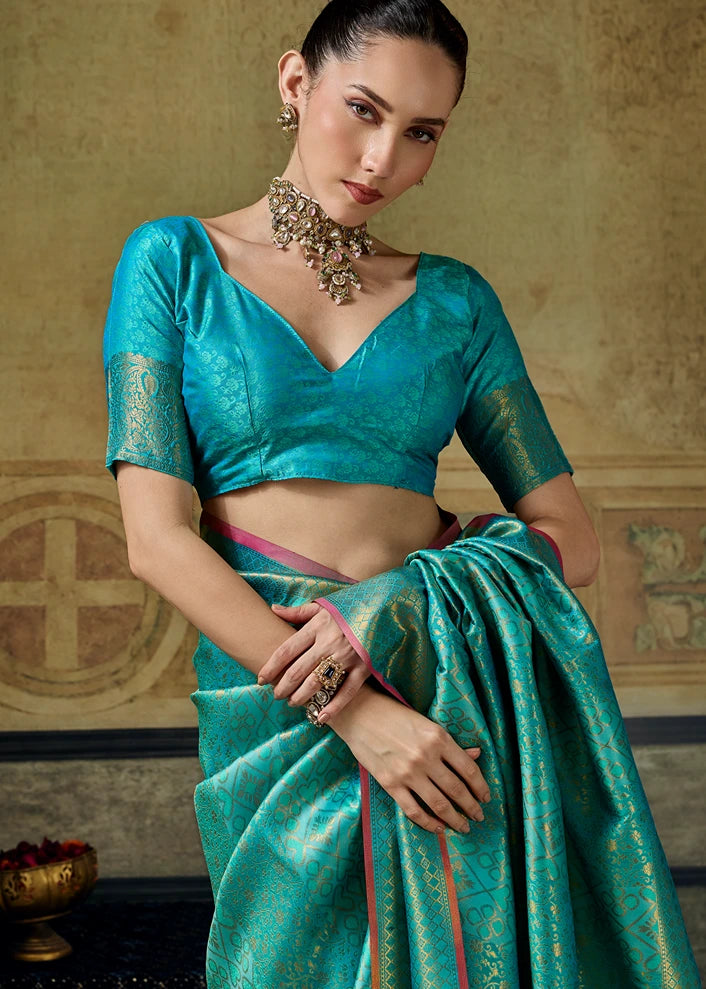 Blue Kanjivaram Silk Bridal Saree
