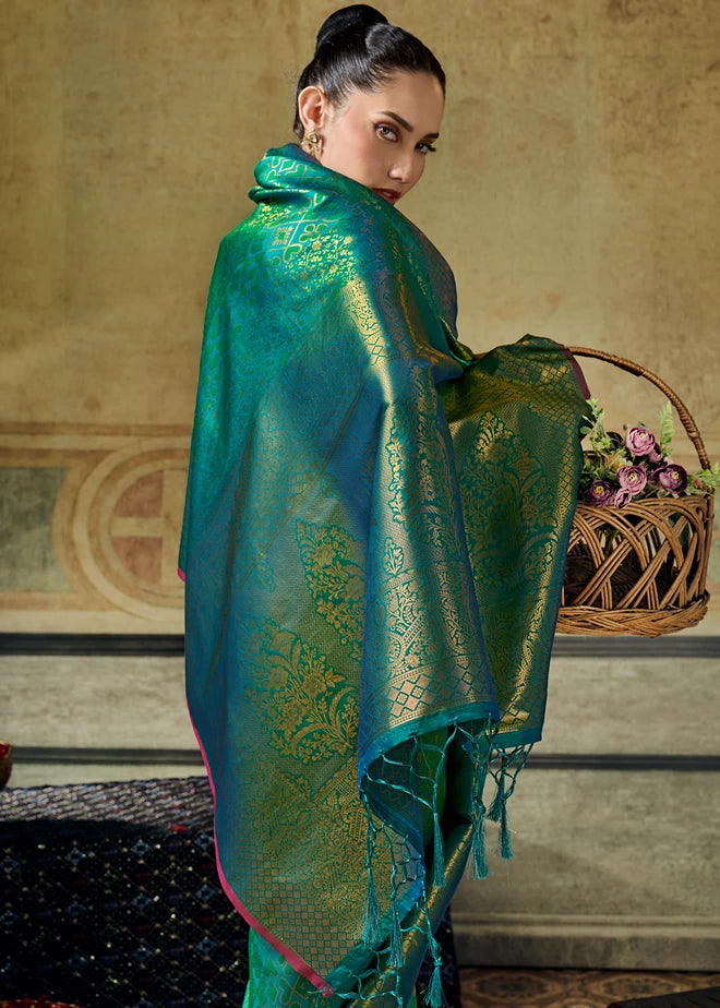 Handloom Silk Green Kanjivaram Saree