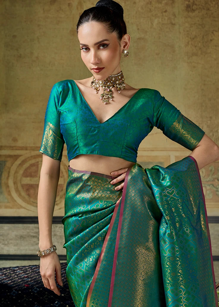 Handloom Silk Green Kanjivaram Saree