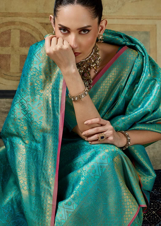 Blue Kanjivaram Silk Bridal Saree