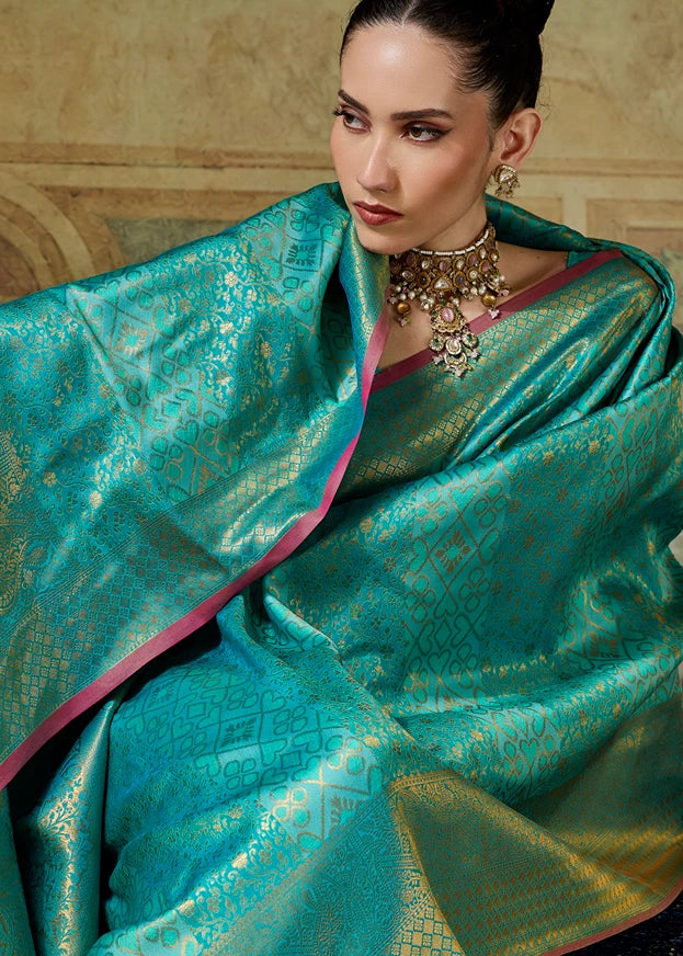 Blue Kanjivaram Silk Bridal Saree