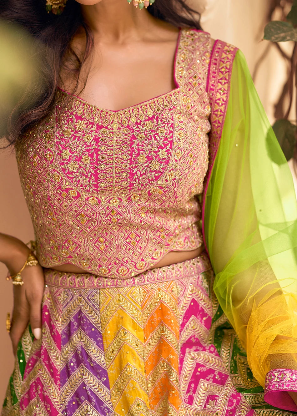 Multicolor Indowestern Sharara Set With Dupatta