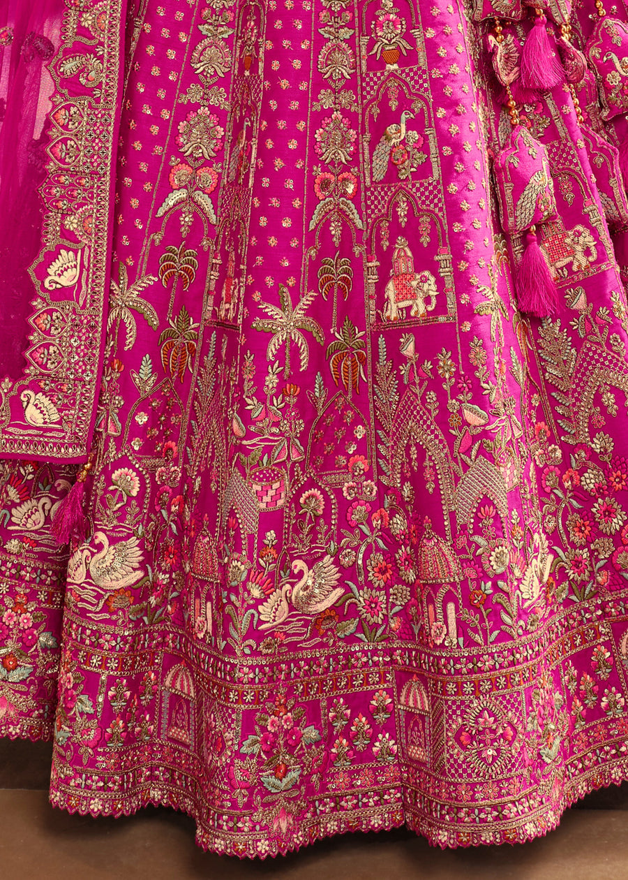 Pink Silk Embroidered Bridal Lehenga Choli