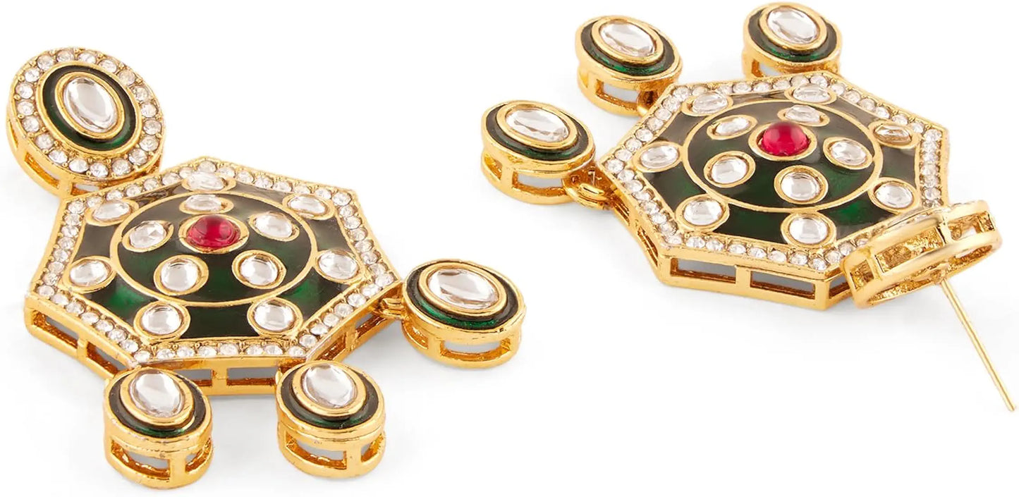 Kundan Bridal Jewellery Long Necklace Set With Earrings & Maang Tikka