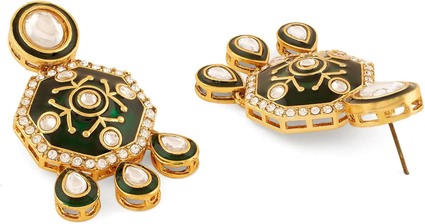 Kundan Bridal Jewellery Long Necklace Set With Earrings & Maang Tikka