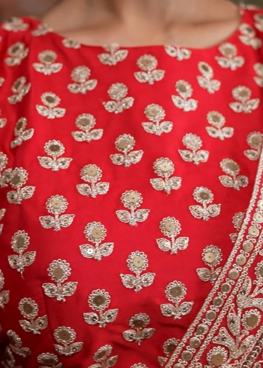 Pure Muga Silk Red & Golden Embroidered Bridal Saree