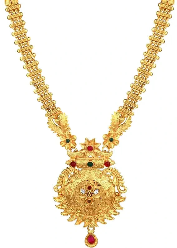 Artificial Gold Jewellery Necklace Set With Earrings & Maang Tikka