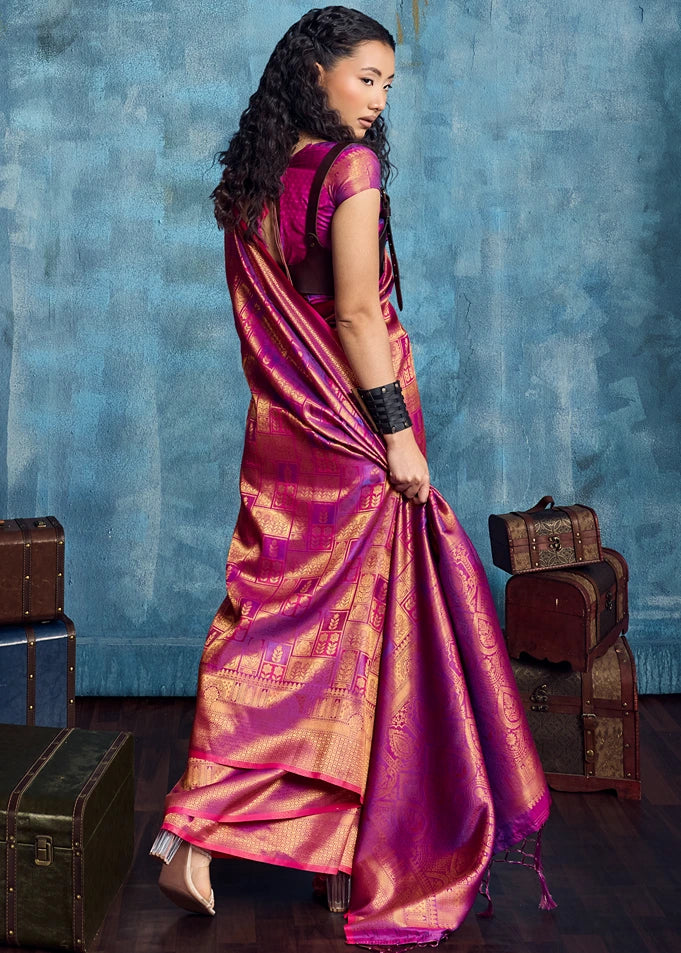 Magenta Pink Kanjivaram Silk Bridal Saree