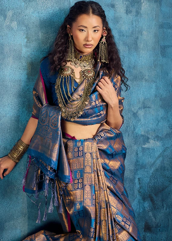 Royal Blue Kanchipuram Silk Bridal Saree