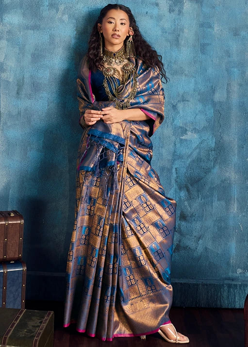 Royal Blue Kanchipuram Silk Bridal Saree