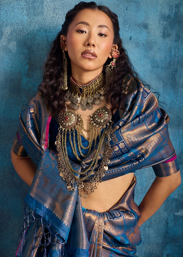 Royal Blue Kanchipuram Silk Bridal Saree