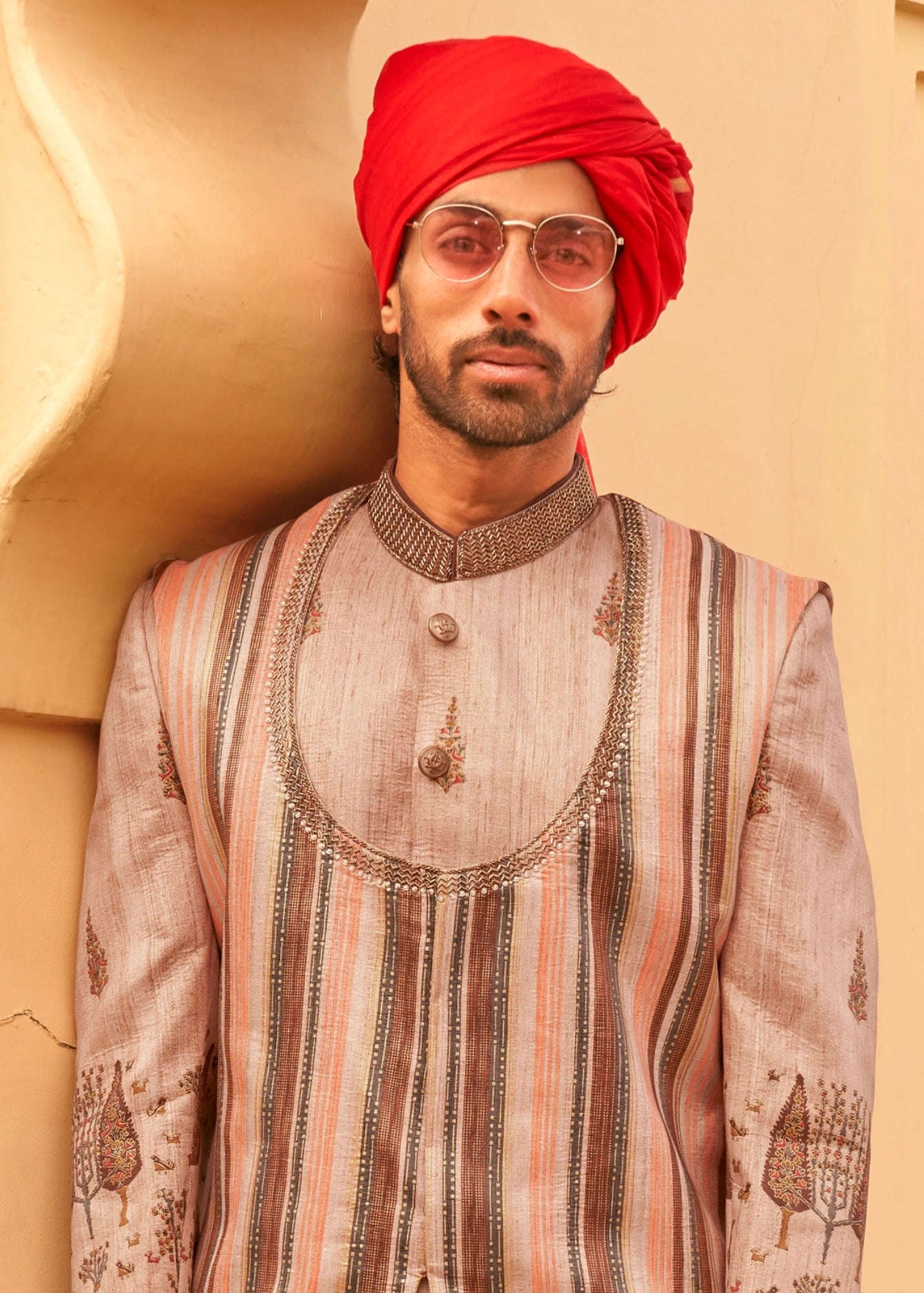 Beige Sherwani Set