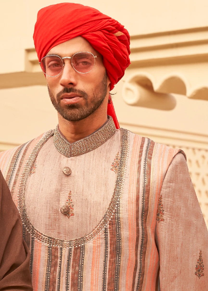 Beige Sherwani Set