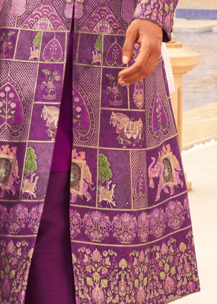 Beetroot Purple Sherwani Set