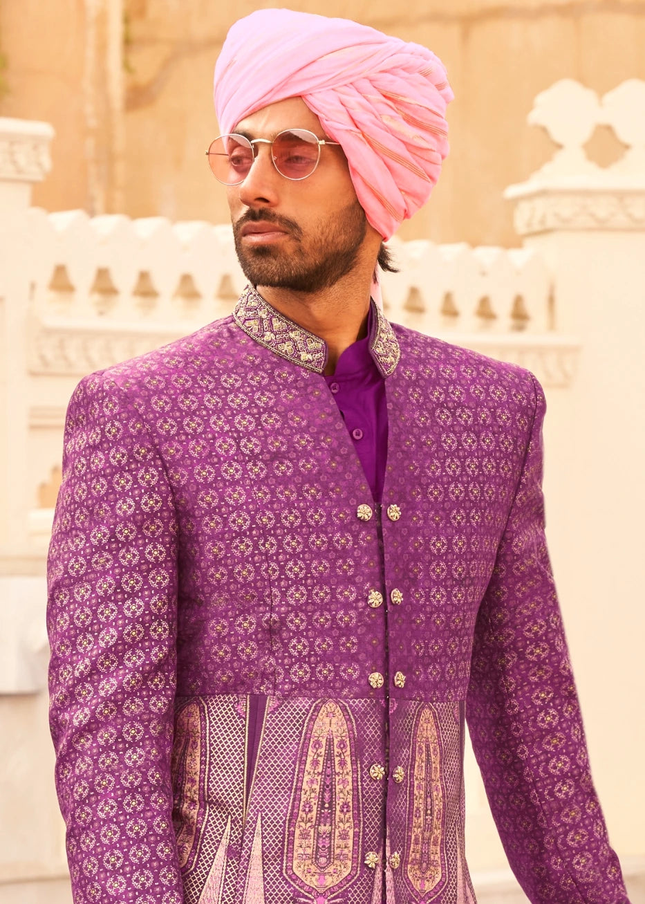 Beetroot Purple Sherwani Set