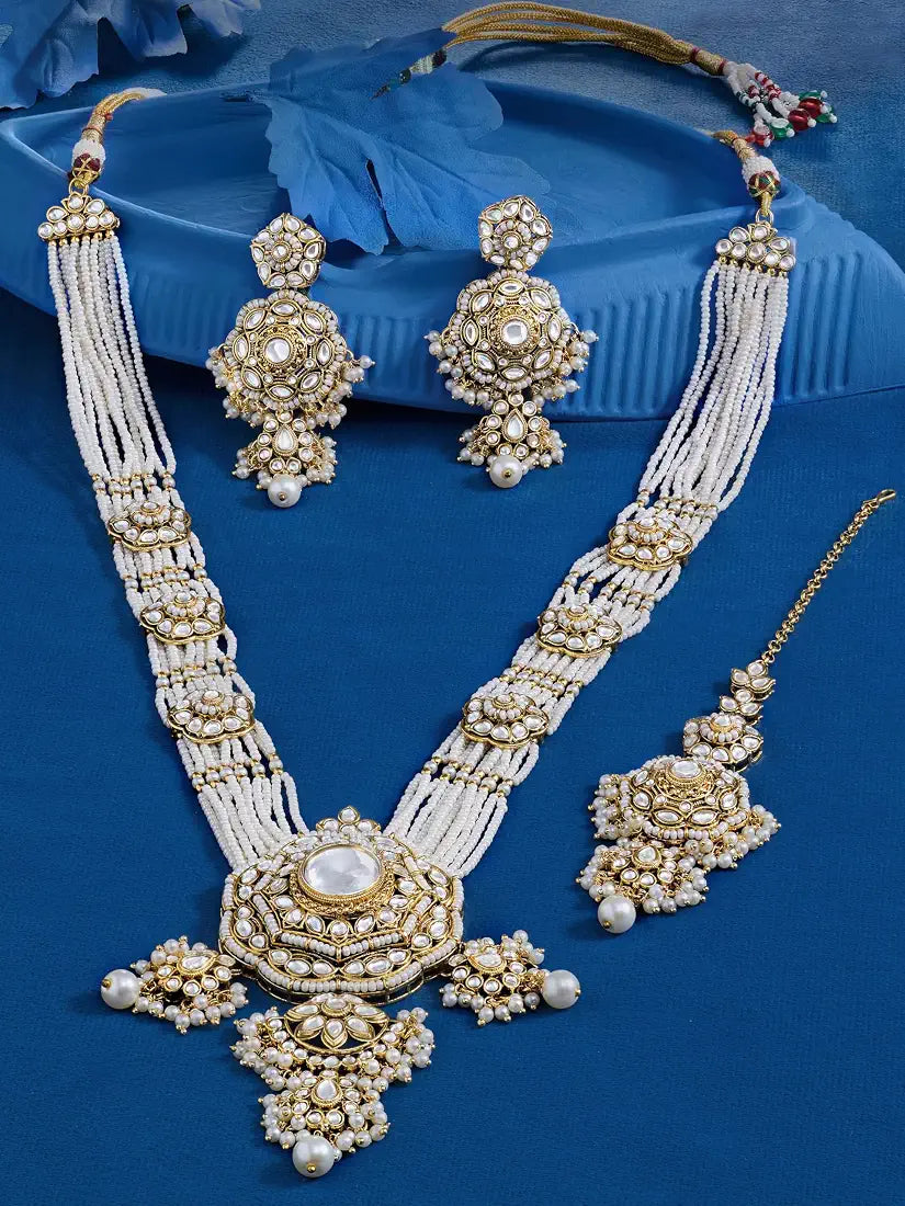 Mother of Pearl Necklace Set With Maang Tikka