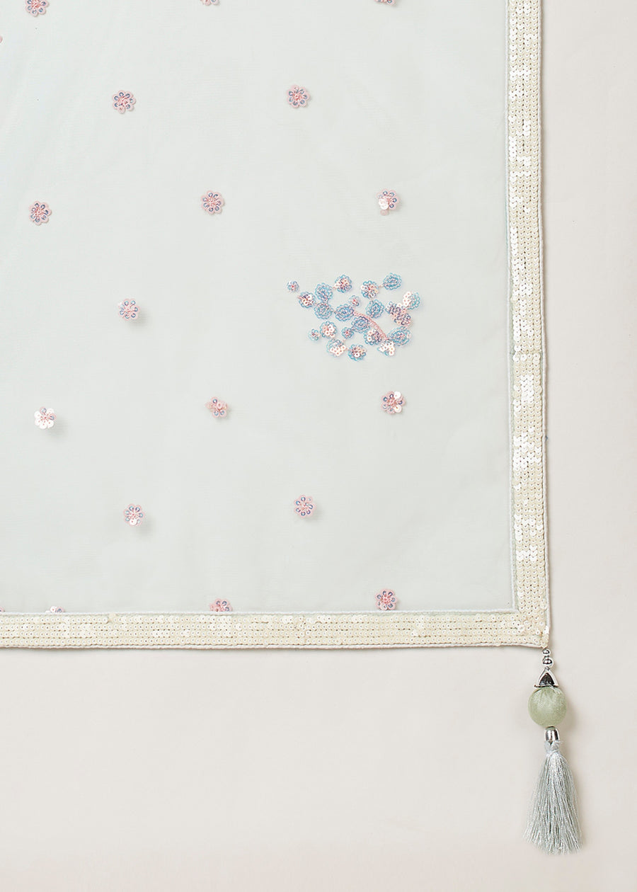Mint Green Lehenga Choli With Sequins Embroidery