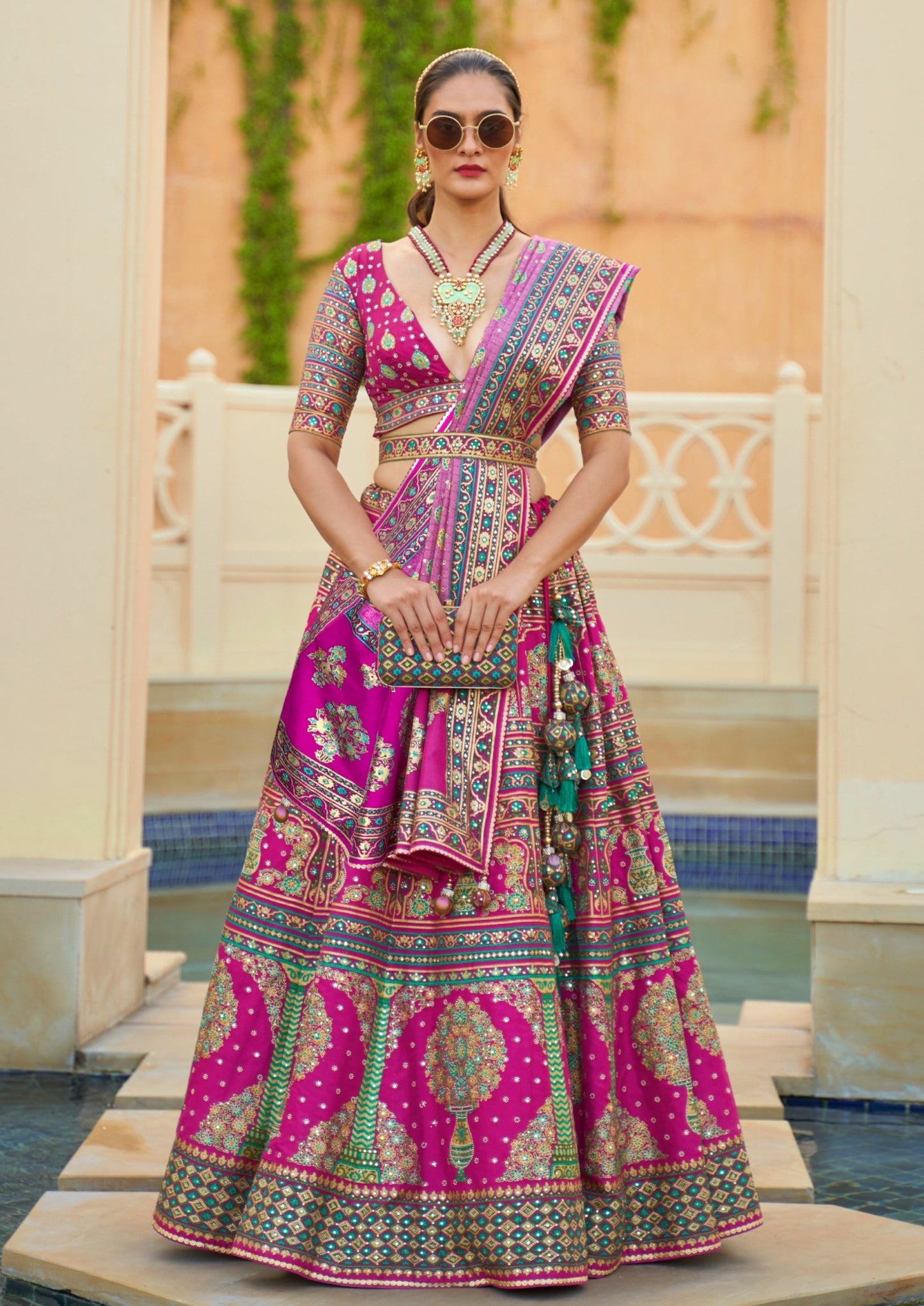 Rani Pink Designer Silk Bridal Lehenga Choli