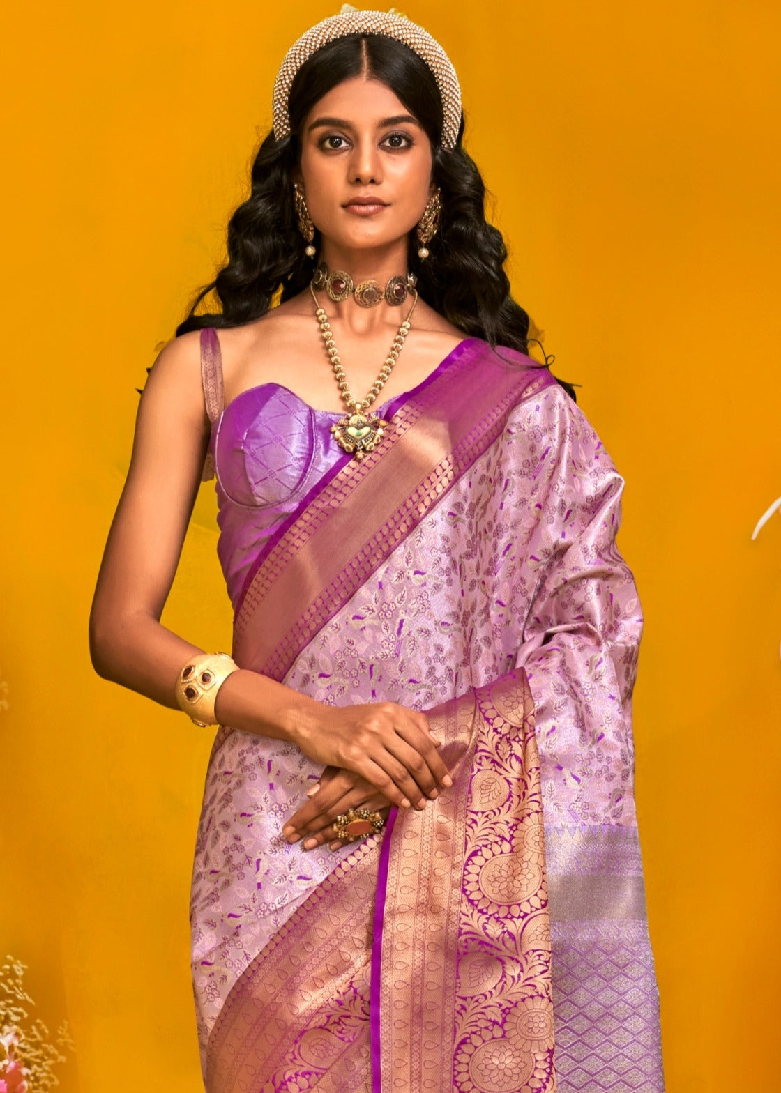 Pastel Pink and Rani Pink Kanjivaram Silk Handloom Saree