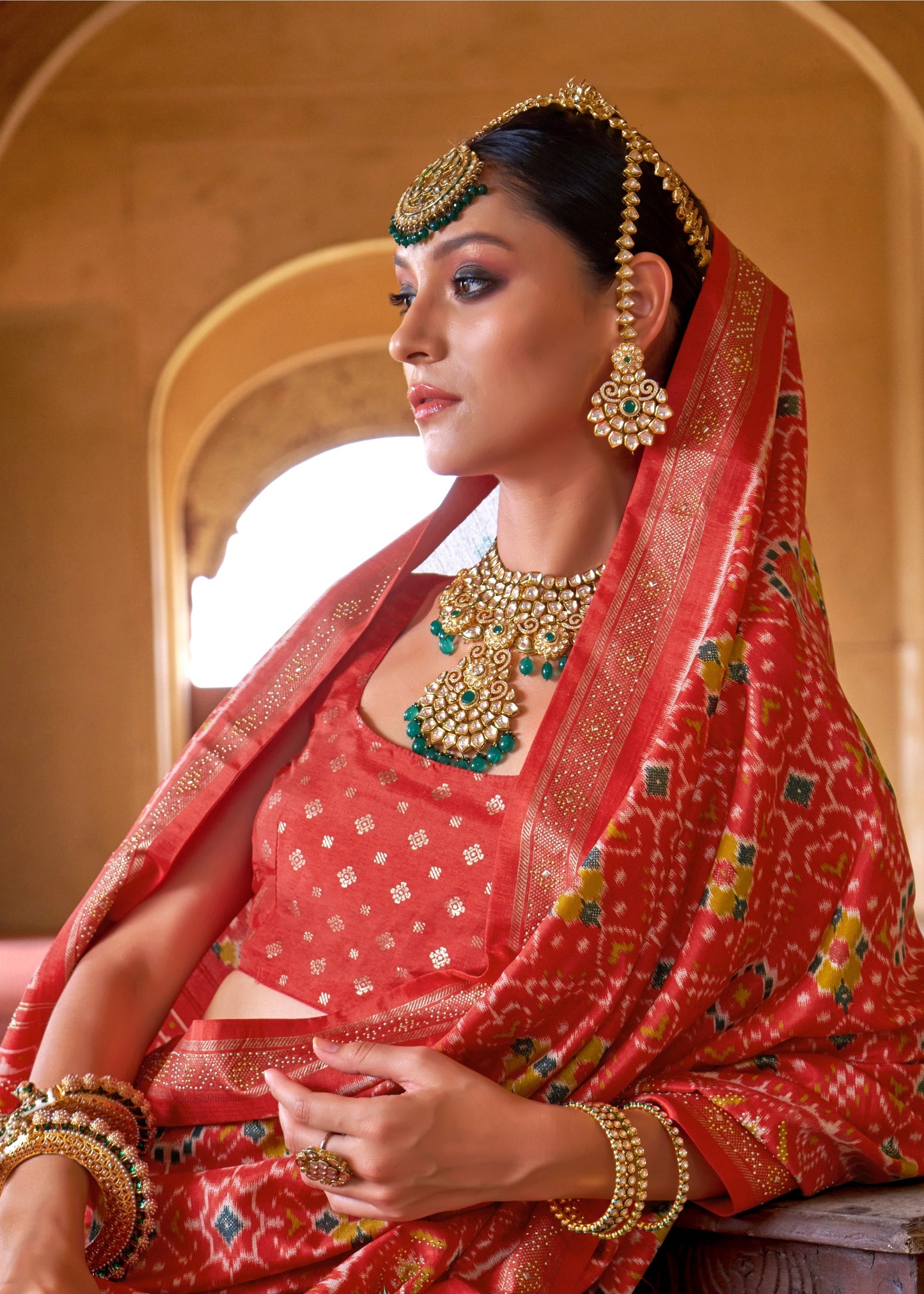 Traditional Design Crimson Red Patola Silk Saree