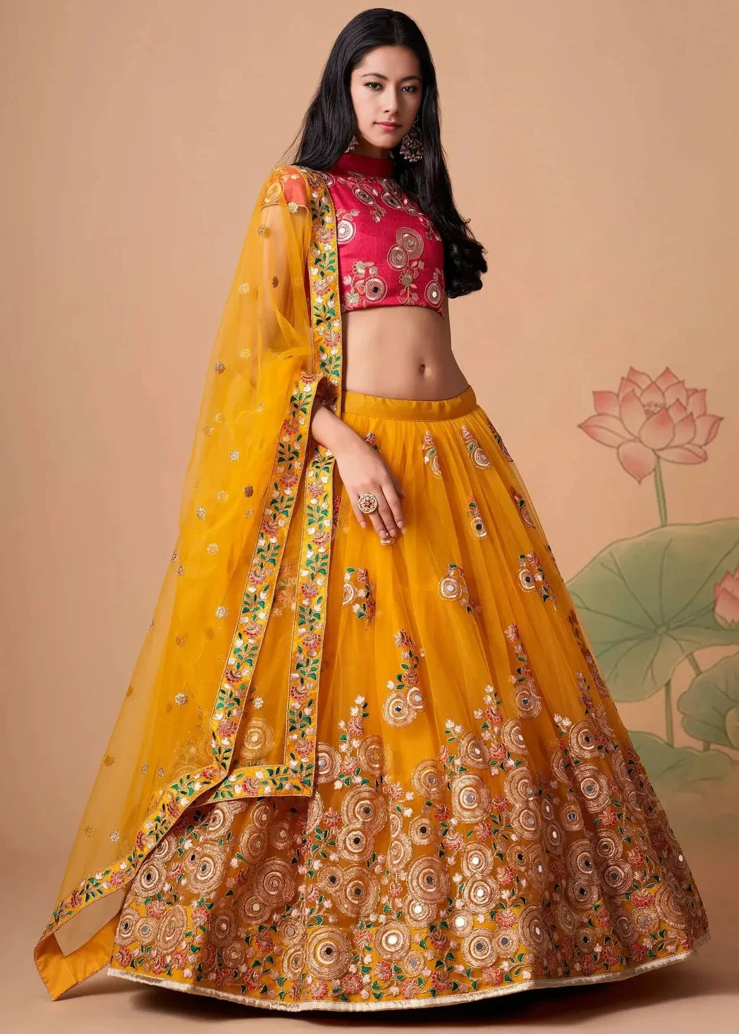Yellow & Red Designer Bridal Lehenga Choli