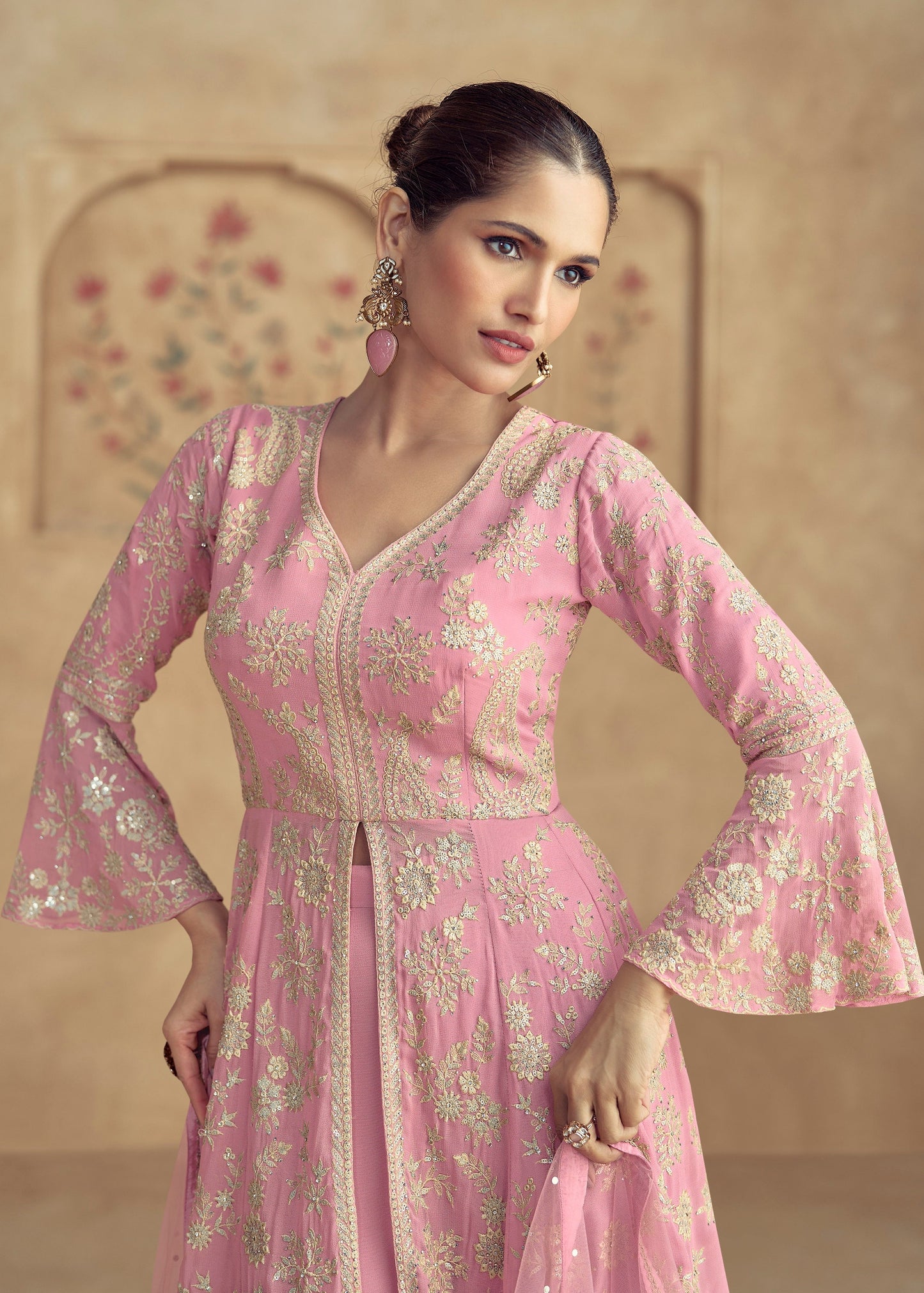 Anarkali sharara suit set in usa online shopping for indian wedding function.