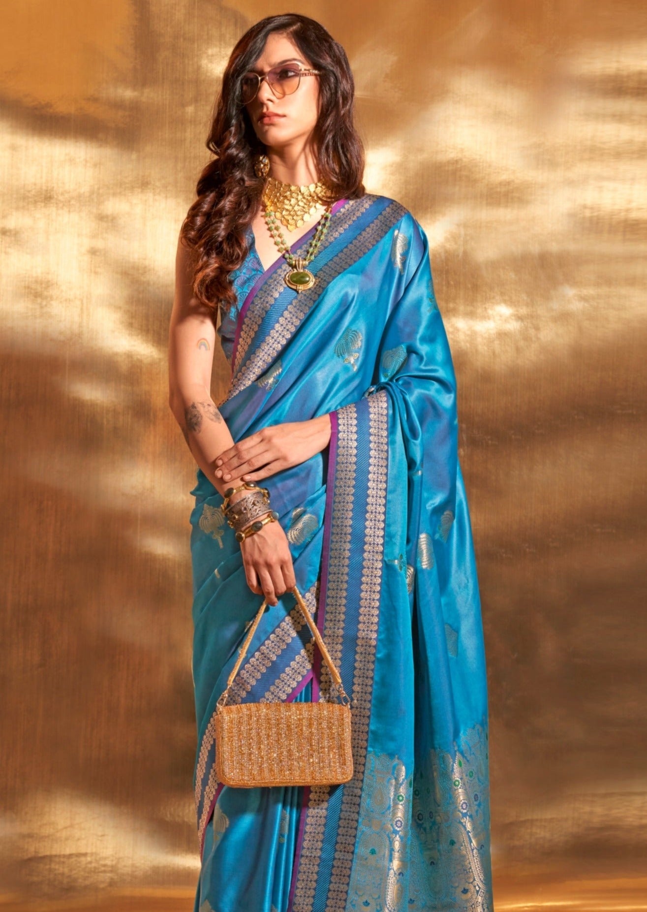 Banarasi handloom katan satin silk blue saree online usa uk dubai uae shopping with price.