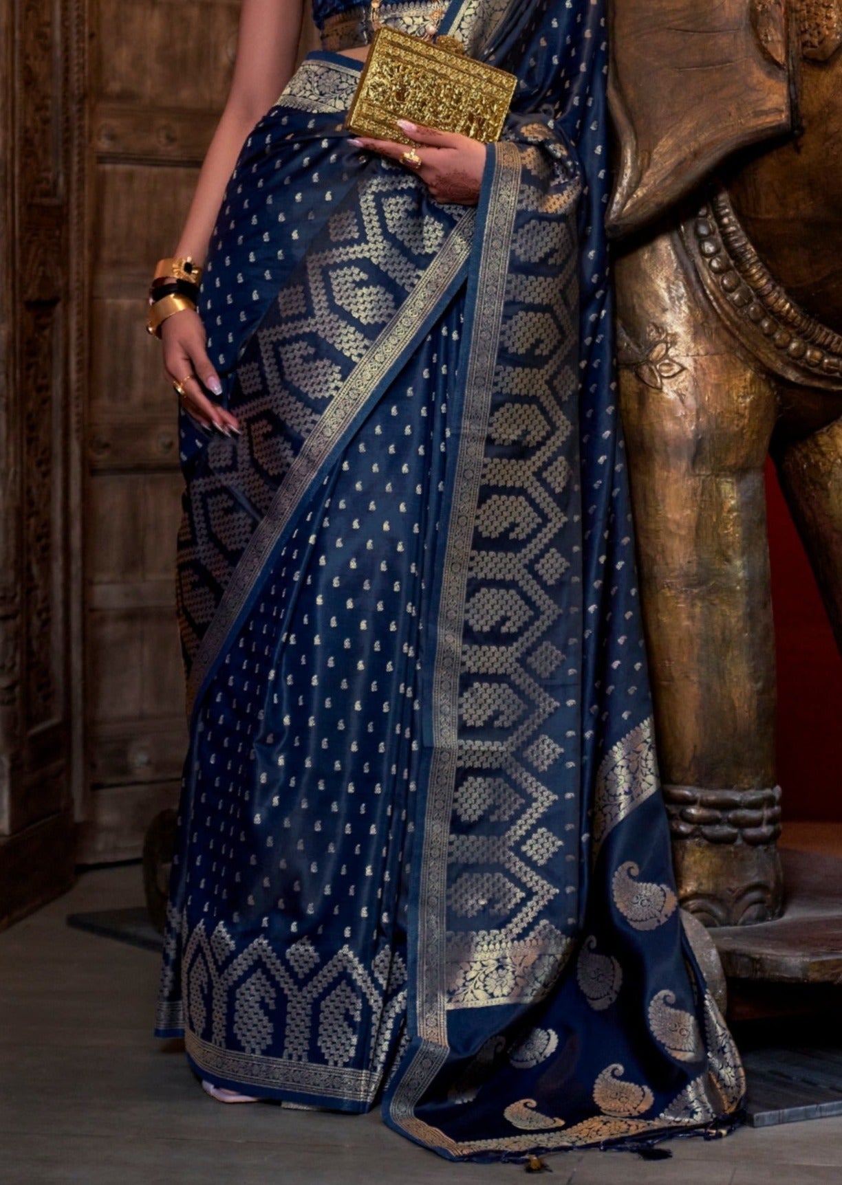 Banarasi handloom silk navy blue saree usa uk uae online shopping price.
