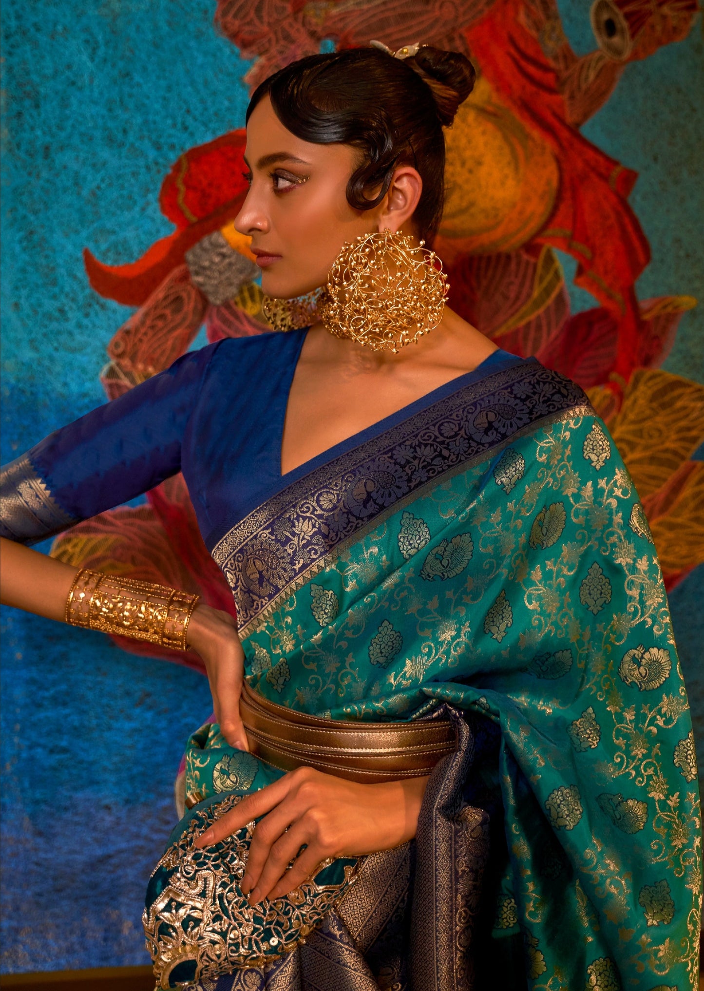 Buy banarasi katan silk turquoise blue zari saree online price usa.