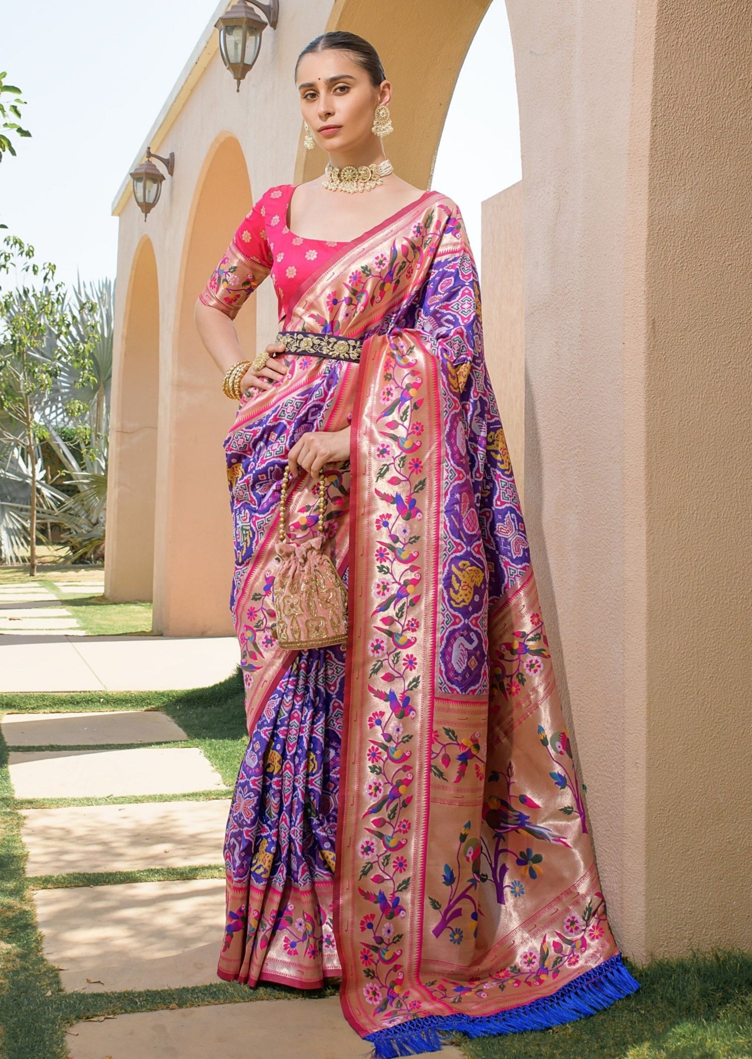 Banarasi patola handloom silk purple saree online shopping with price india usa uk.