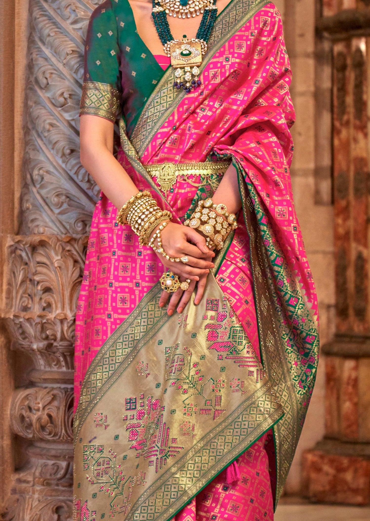 Banarasi patola handloom silk traditional bridal saree online.