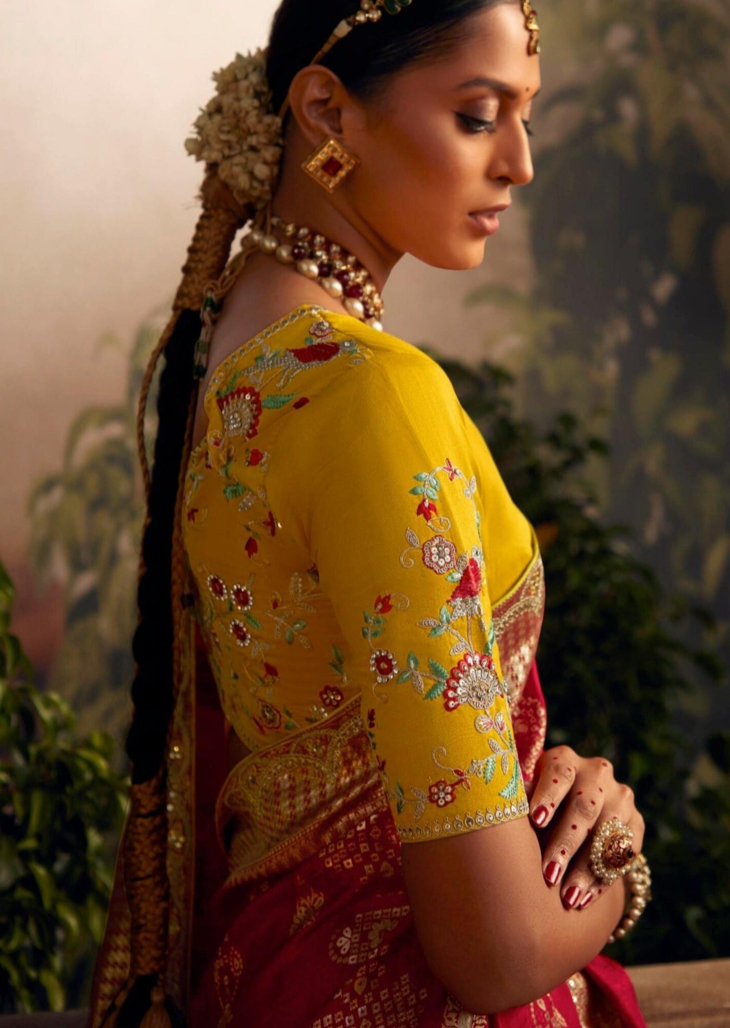 Banarasi silk handwork embroidery red bridal saree online for wedding & partywear uk.
