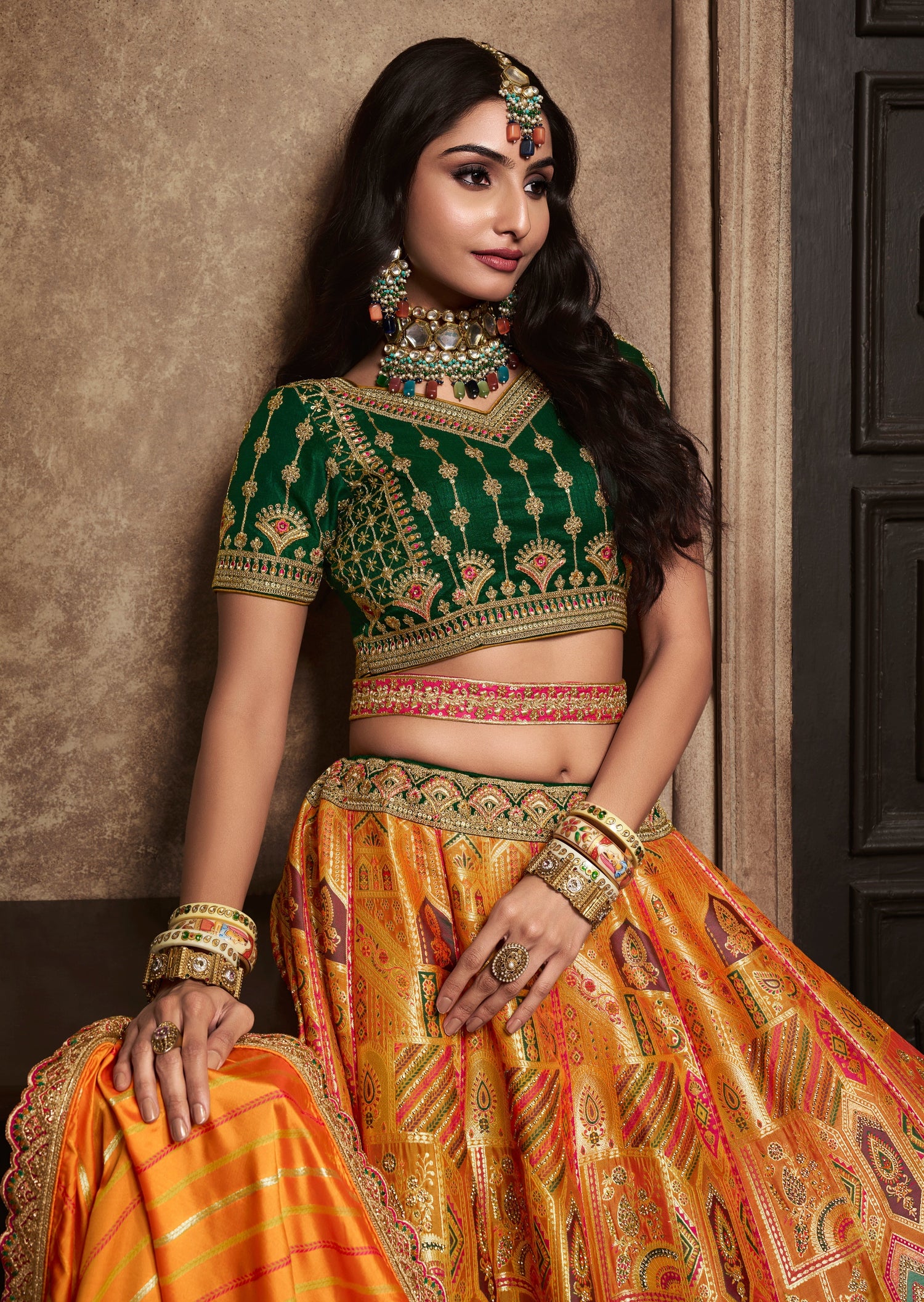 Banarasi silk yellow lehenga choli usa uk london online shopping price for wedding.