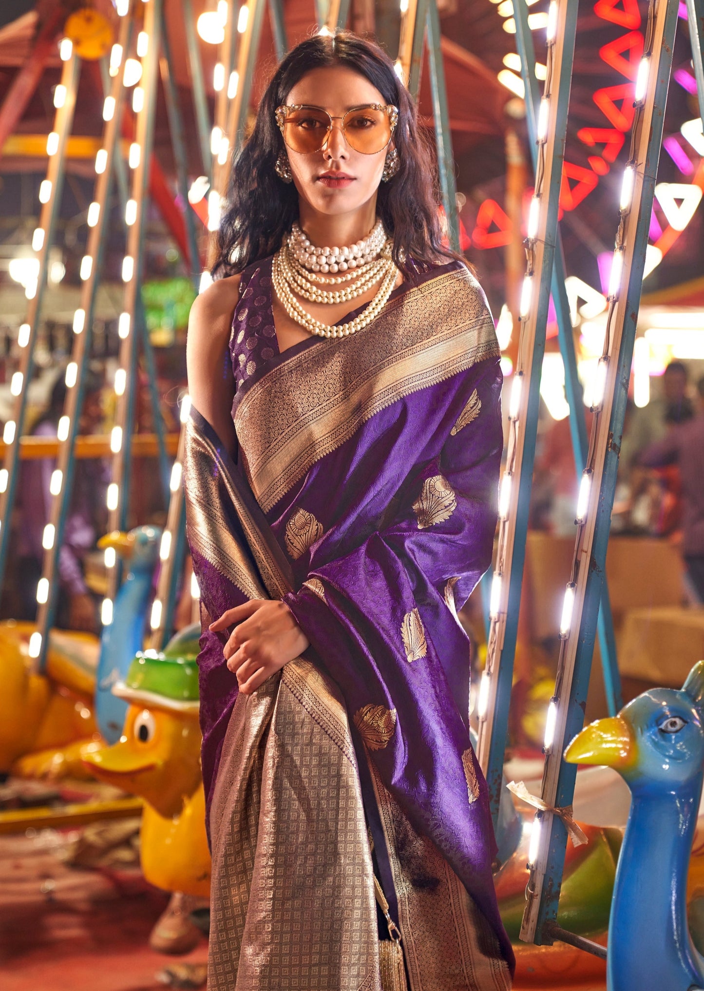 Banarasi silk purple saree usa uk online shopping.