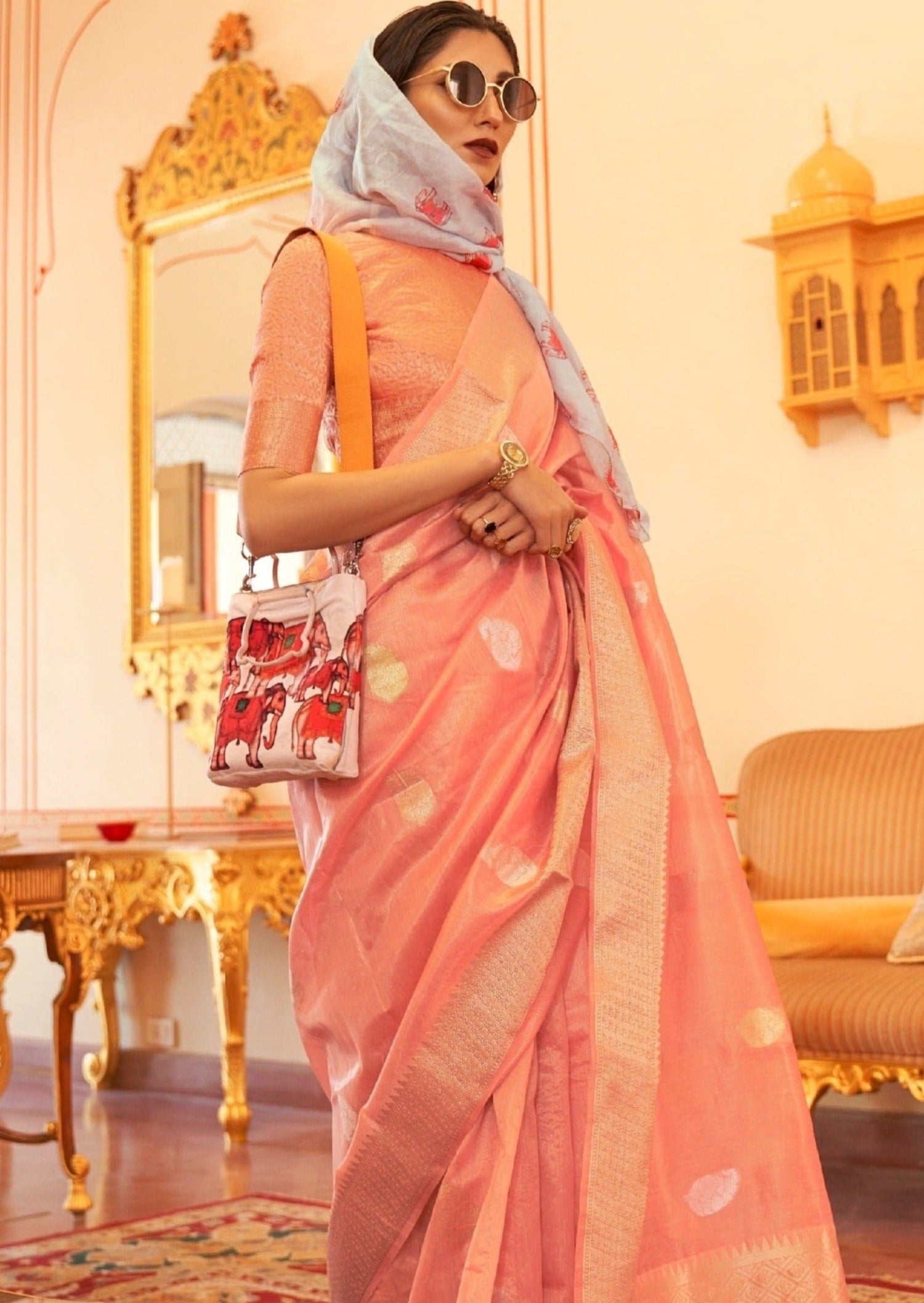 Banarasi tissue silk bridal handloom saree online shopping for wedding.