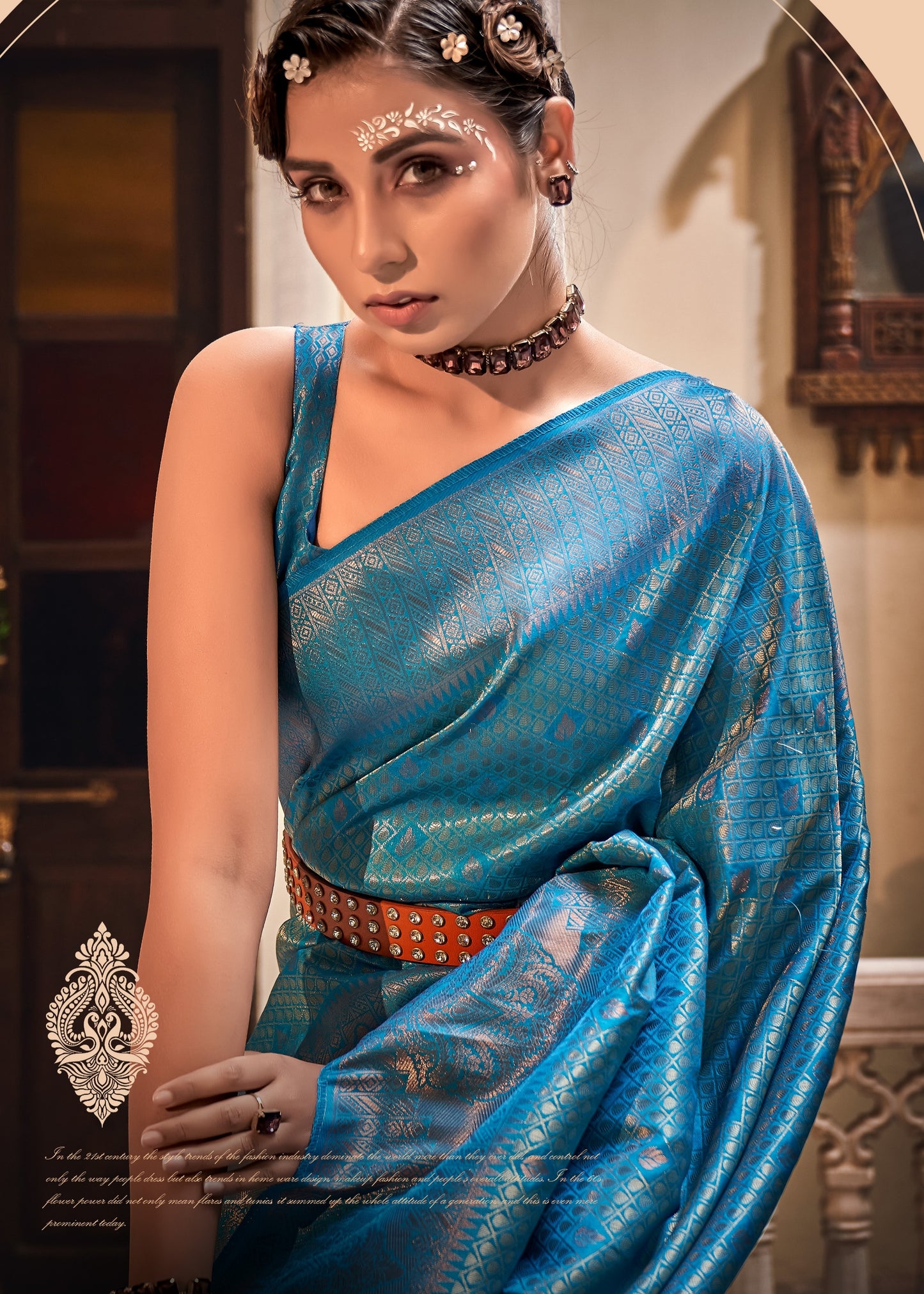 Blue kanjivaram silk bridal saree online shopping for indian bride.