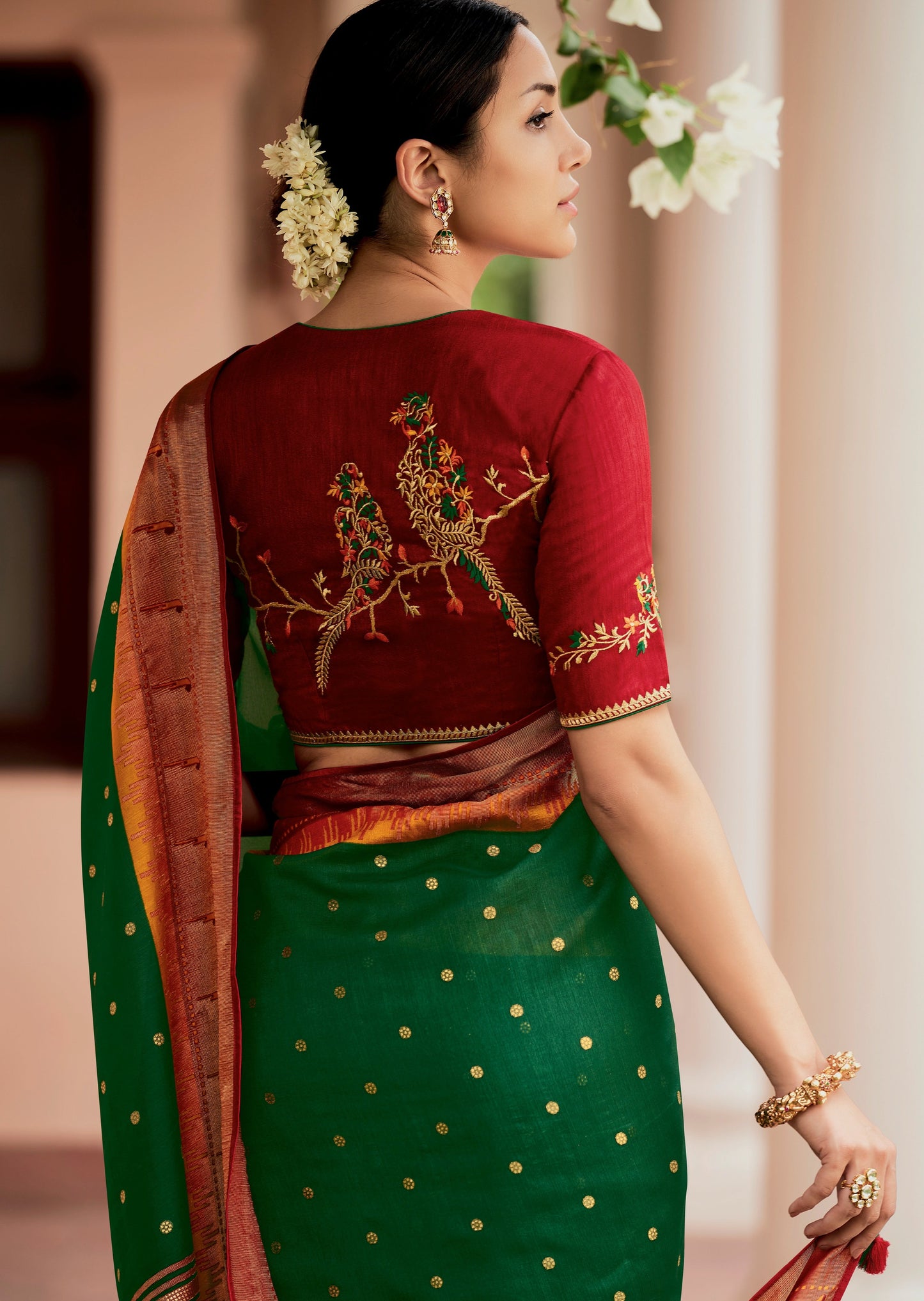 Brasso paithani green saree online price for weddings.