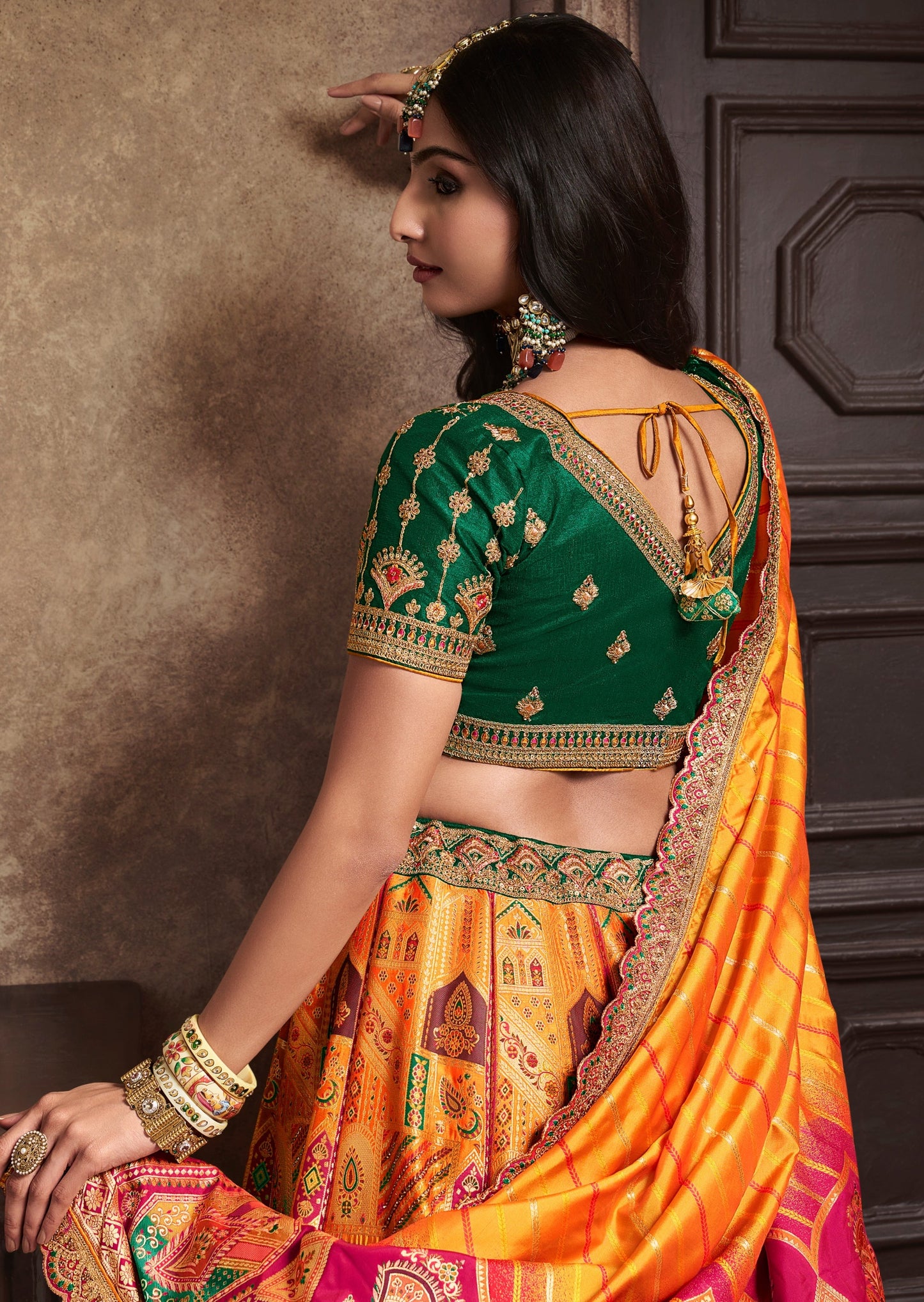 Banarasi silk yellow bridal lehenga choli usa online shopping price for bride.