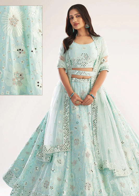 Bridesmaid Lehenga Choli for Wedding (Ocean Green)