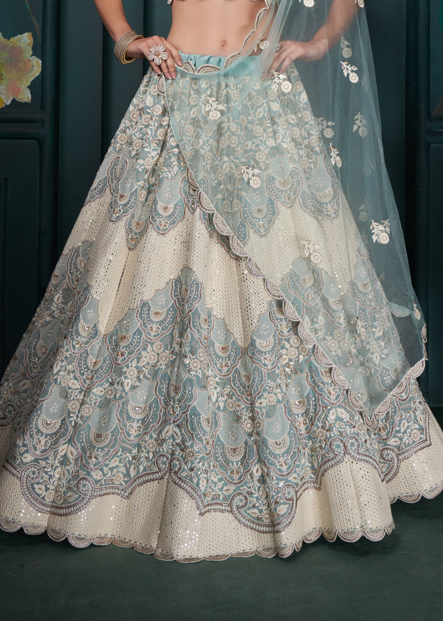 Pastel Blue Lehenga Choli With Dupatta