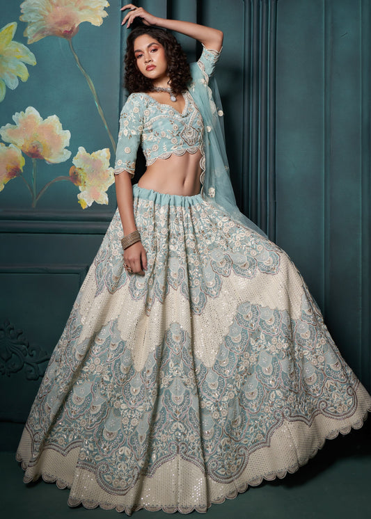 Pastel Blue Lehenga Choli With Dupatta