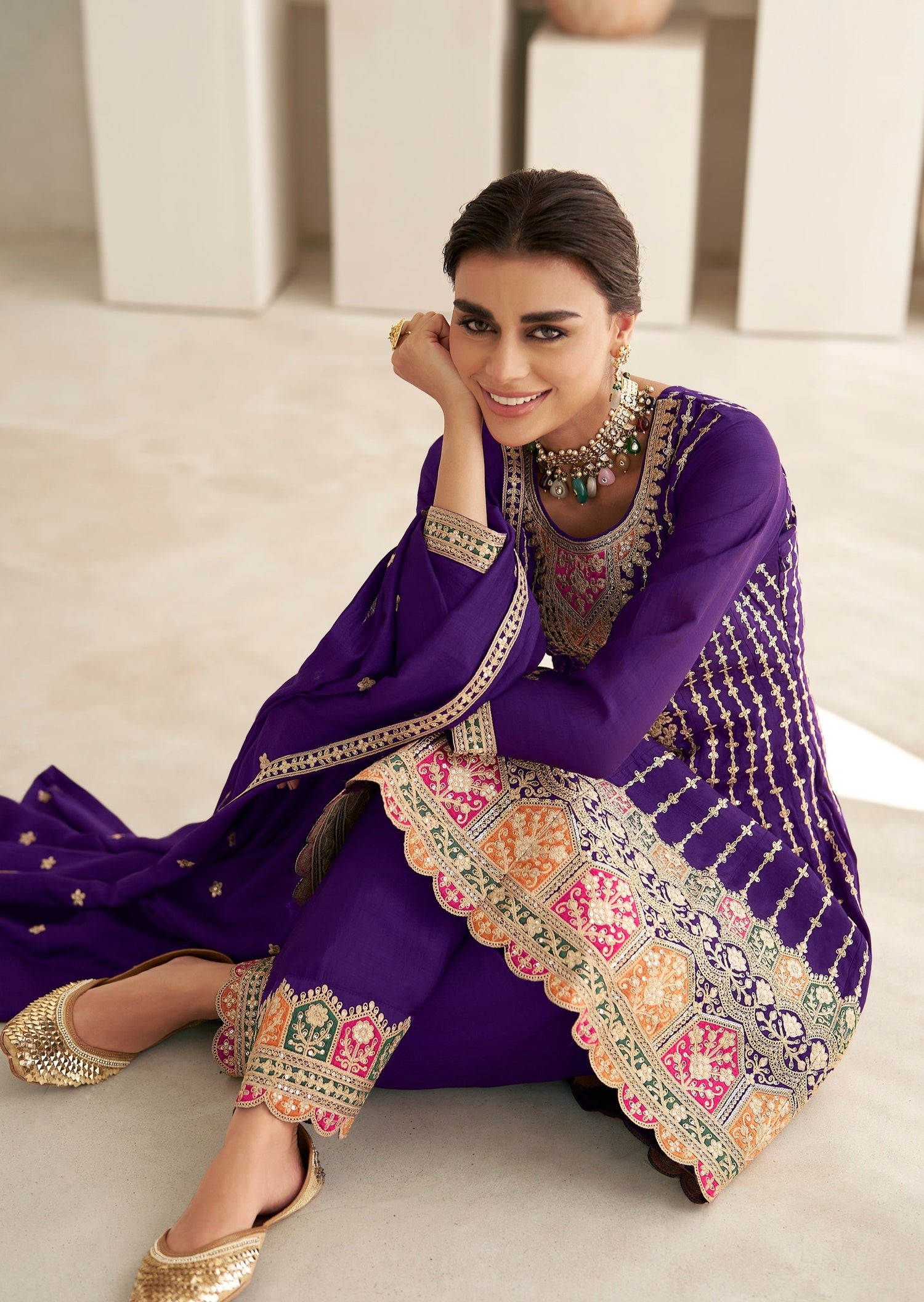 Buy pure silk bridal salwar suit with dupatta luxury designer online usa uk uae.