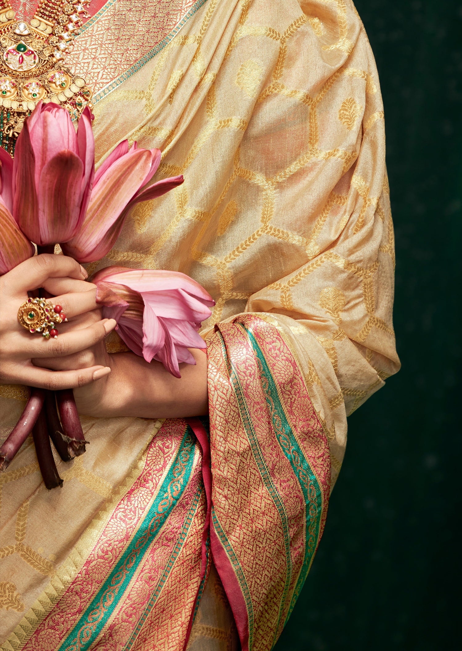 Banarasi cotton silk saree online usa shopping in beige color.