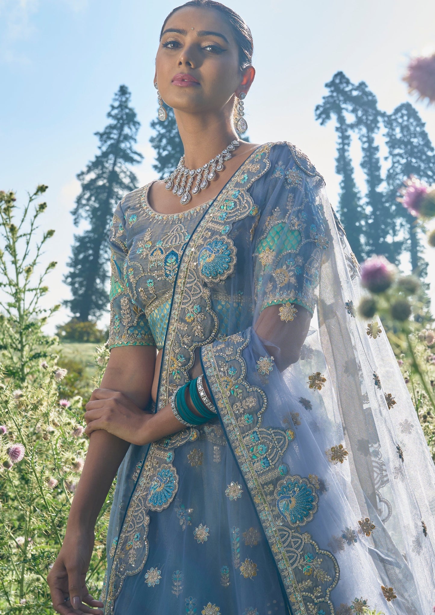 Designer bridal luxury silver lehenga choli with dupatta online usa uk for bride wedding.
