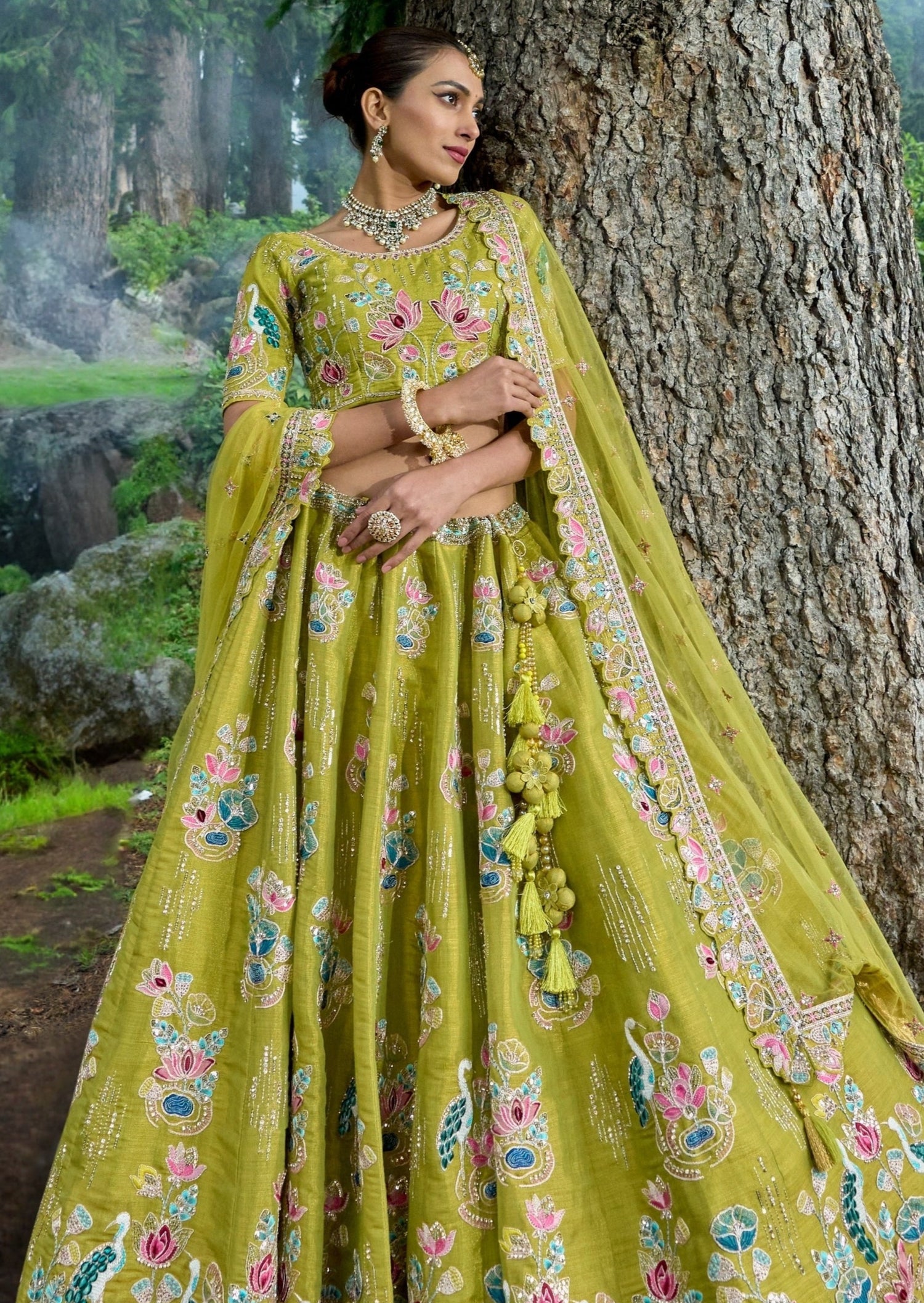 Designer luxury bridal traditional lehenga choli in green online usa uk london uae dubai.