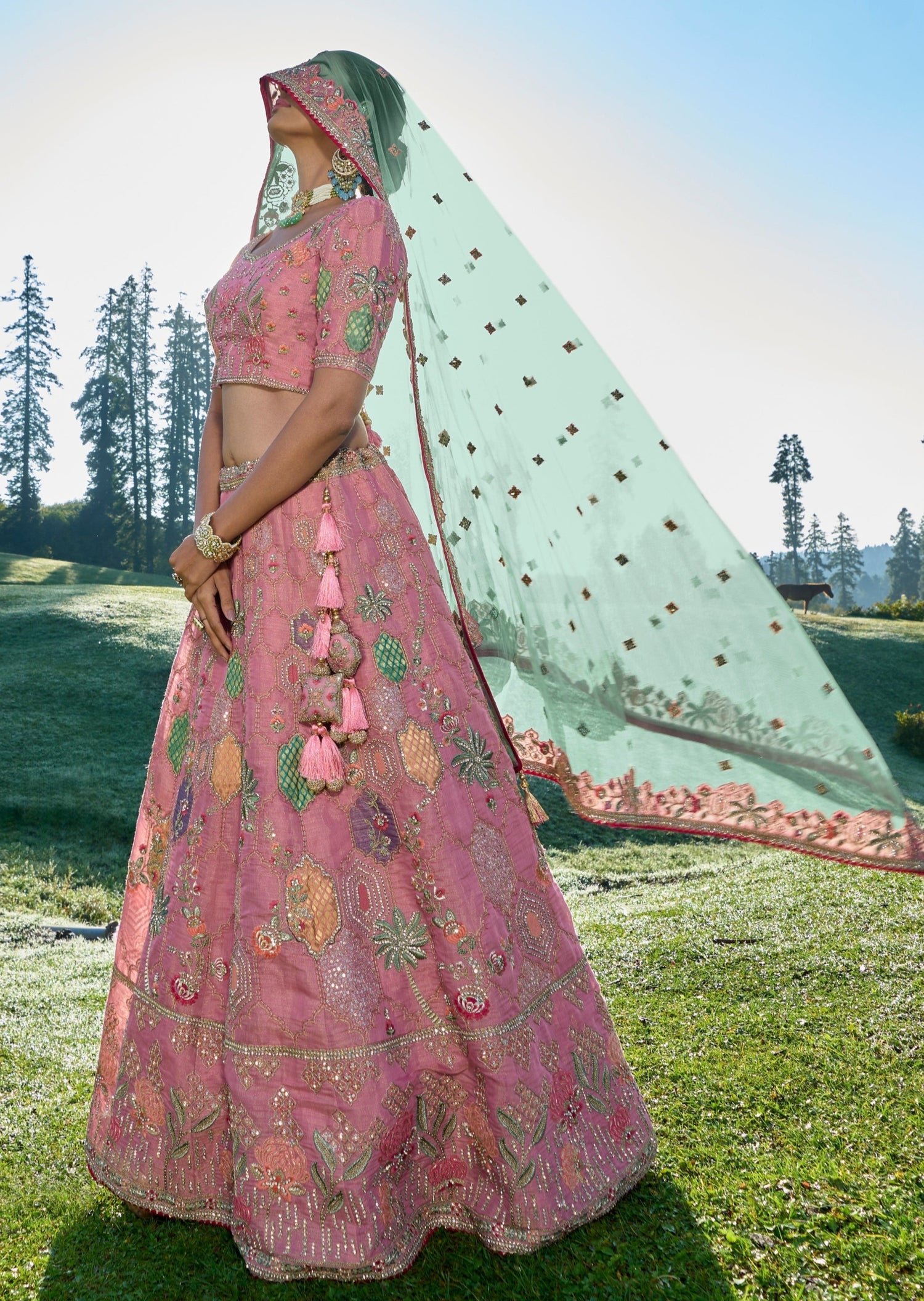 Elegant Pink Lehenga | Pink bridal lehenga, Bridal dress design, Wedding  lehenga designs
