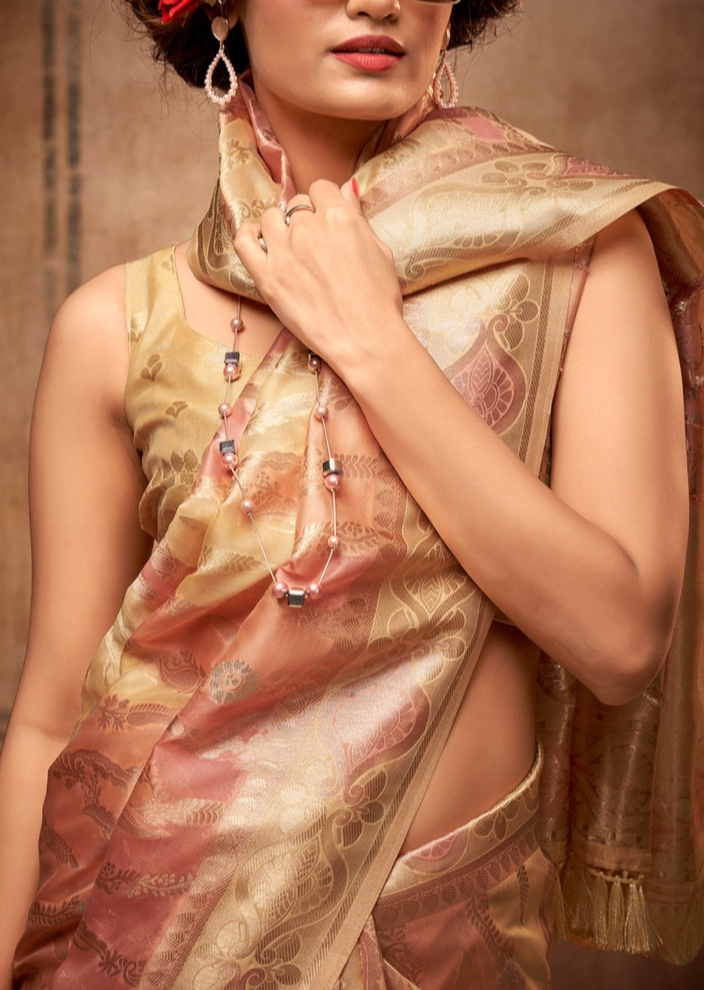 Designer organza saree in usa online for wedding guest & bridesmaids.