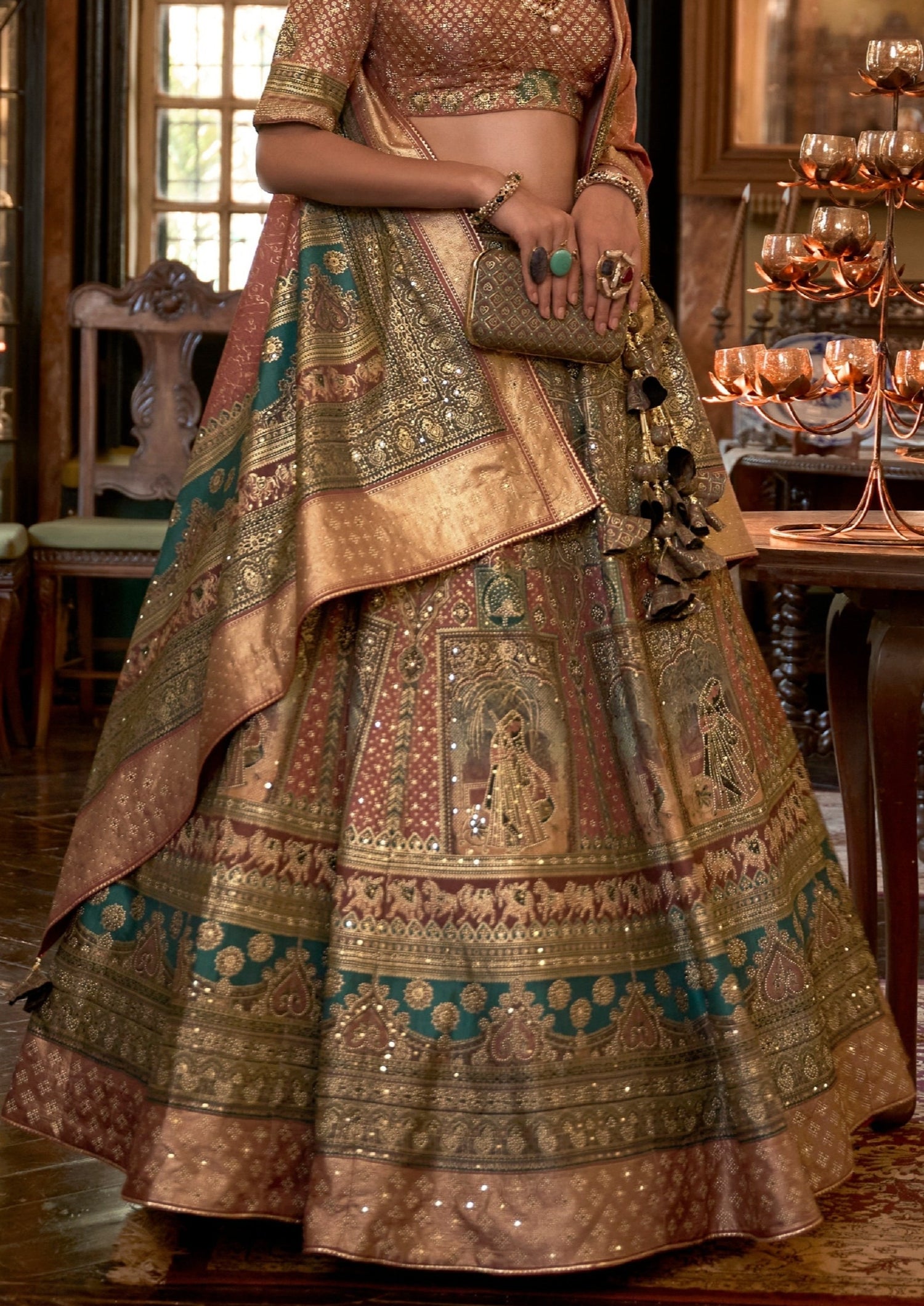 Printed Banarasi Silk Lehenga with embroidered blouse. | Indian bridal  lehenga, Designer lehenga choli, Bridal lehenga choli